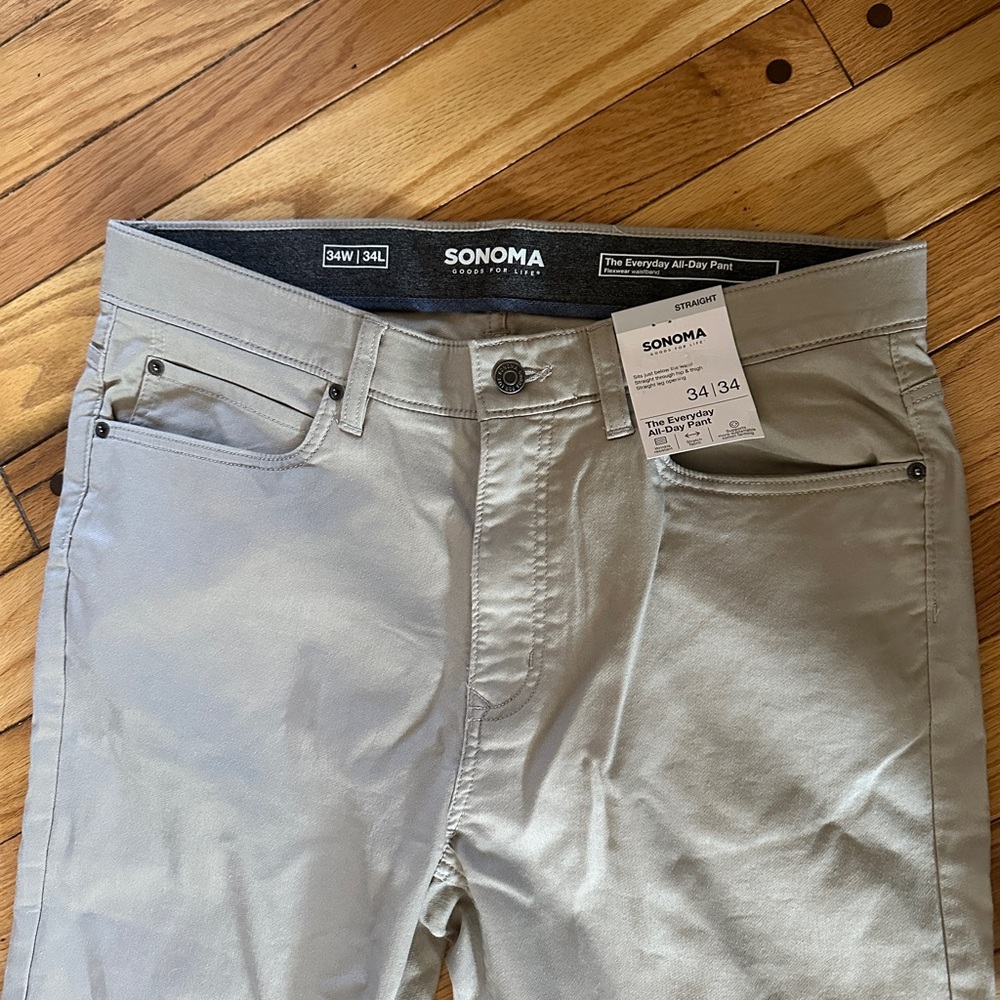 New Sonoma Men’s Khaki Straight Flex Fit Jeans 34x34